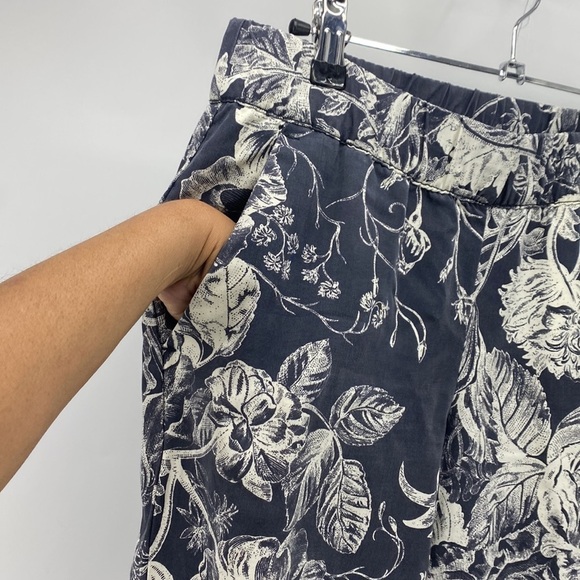 Loft black white elastic waist lightweight cropped pockets pants vacation summer - Picture 5 of 7